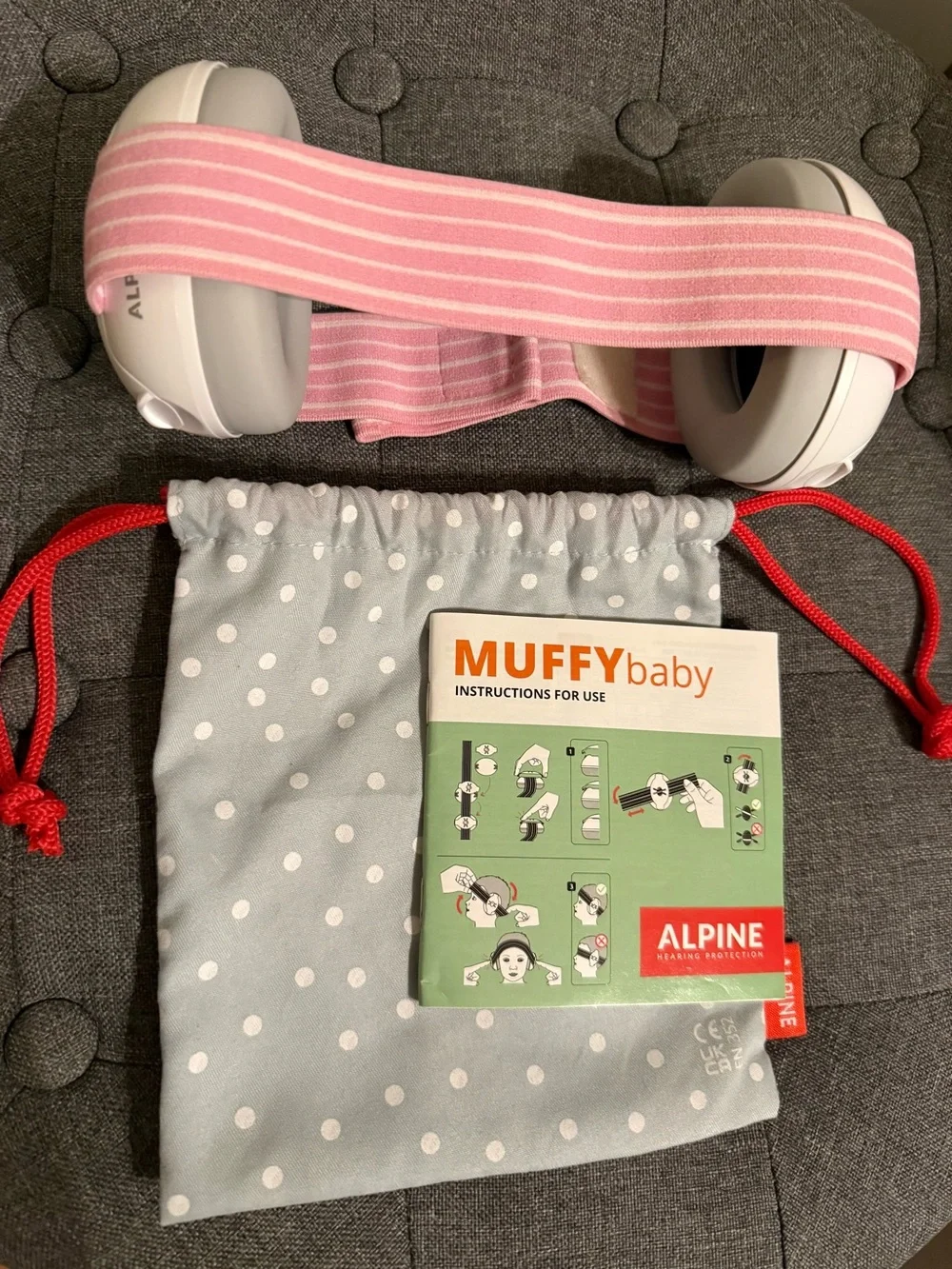 Alpine MuffyBaby Infant Hearing Protectors in Pink and Gray